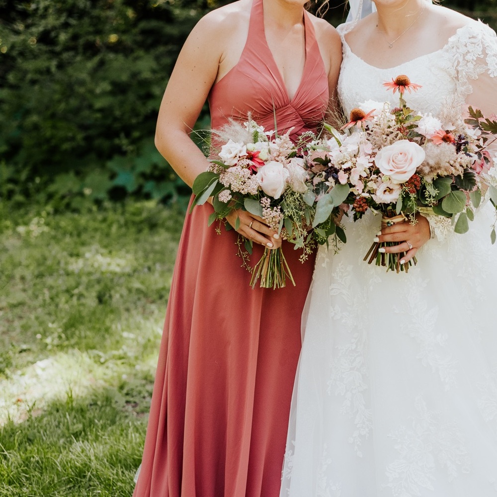 Size 4 Azazie Desert Rose Chiffon Bridesmaid dress